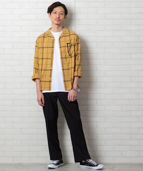 coen（コーエン）の「コットンレーヨンチェックオープンカラーシャツ（シャツ/ブラウス・メンズ・マスタード/ブラック・X-LARGE/LARGE/SMALL/MEDIUM）」の10枚目の写真