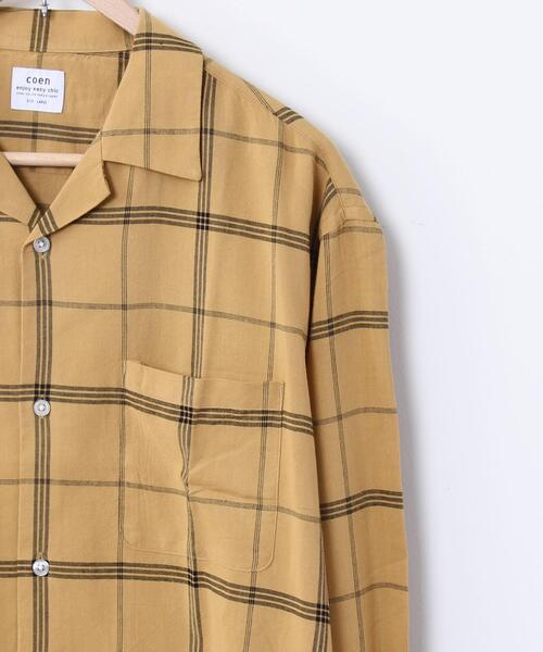 coen（コーエン）の「コットンレーヨンチェックオープンカラーシャツ（シャツ/ブラウス・メンズ・マスタード/ブラック・X-LARGE/LARGE/SMALL/MEDIUM）」の6枚目の写真