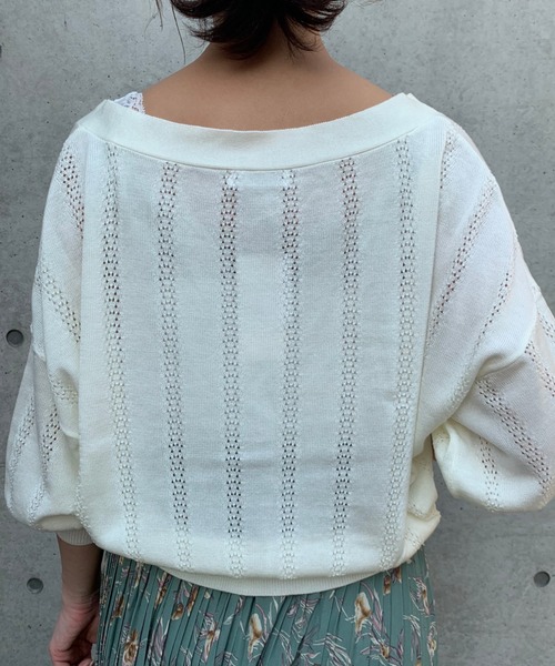 FUN.TRINITY（ファン トリニティー）の「スカシアミカーデ（カーディガン/ボレロ・レディース・ブラック/オフホワイト/モカ/ラベンダー・FREE）」の5枚目の写真