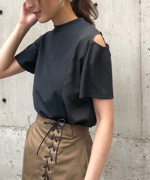 &g'aime アンジェム　シアーサイドラインTOPS　980-67101 &g'aime（アンジェム）の「【&g'aime】袖シアー切替Tシャツ（T