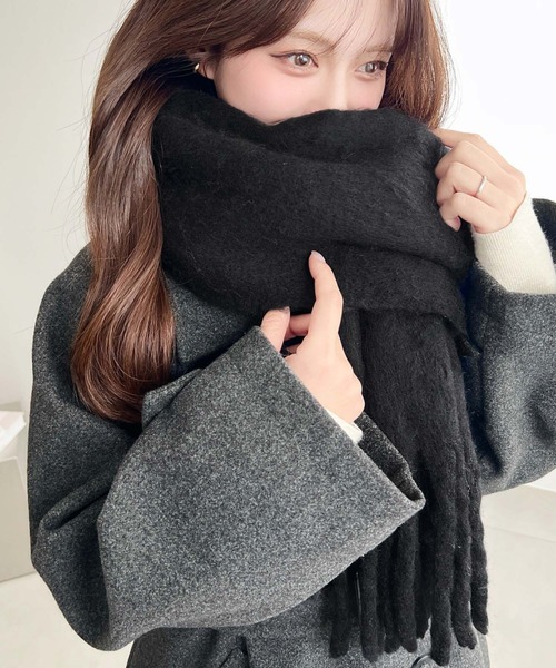 フリンジ付きマフラー** CIASENSE マフラー Large Mohair Touch Big Volume Fringe Muffler