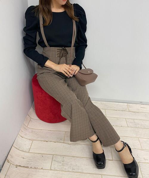 INGNI（イング）の「レースUPサス付ワイドパンツ（その他パンツ・レディース・ブラック/ブラウン/モカ/ブラウン系その他2/ブラウン系3/ピンク系5・M）」の5枚目の写真