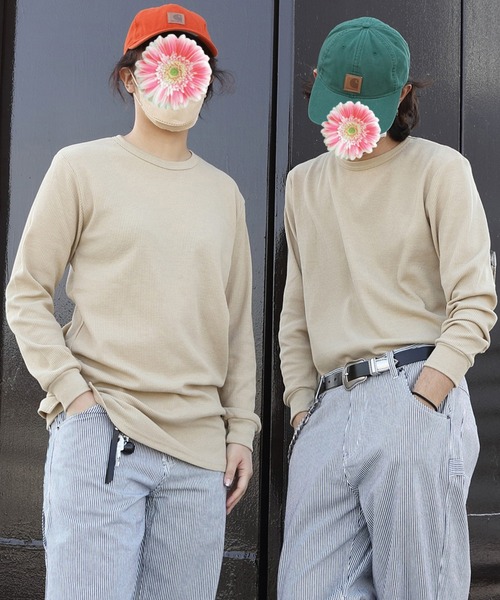 8(eight)(エイト)の「ワッフルロング丈Tシャツ(Tシャツ/カットソー・メンズ・ホワイト/ブラック/ライトグレー/ダークグレー/ダークブラウン/ベージュ/グレイッシュベージュ/カーキ/ネイビー・SMALL/MEDIUM/LARGE/X-LARGE)」の7枚目の写真