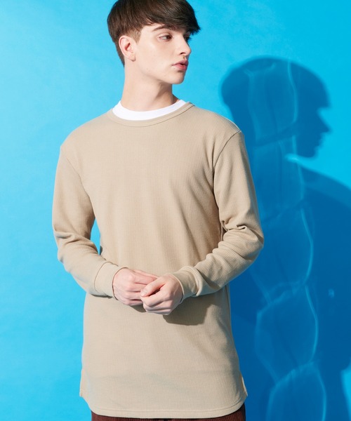 8(eight)(エイト)の「ワッフルロング丈Tシャツ(Tシャツ/カットソー・メンズ・ホワイト/ブラック/ライトグレー/ダークグレー/ダークブラウン/ベージュ/グレイッシュベージュ/カーキ/ネイビー・SMALL/MEDIUM/LARGE/X-LARGE)」の8枚目の写真