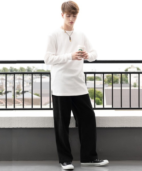 8(eight)(エイト)の「ワッフルロング丈Tシャツ(Tシャツ/カットソー・メンズ・ホワイト/ブラック/ライトグレー/ダークグレー/ダークブラウン/ベージュ/グレイッシュベージュ/カーキ/ネイビー・SMALL/MEDIUM/LARGE/X-LARGE)」の16枚目の写真