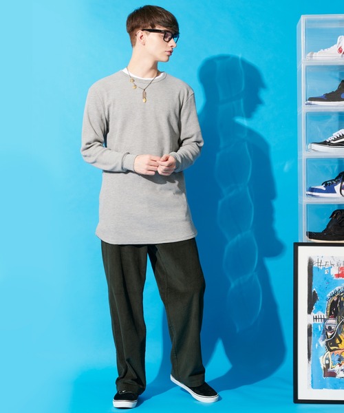 8(eight)(エイト)の「ワッフルロング丈Tシャツ(Tシャツ/カットソー・メンズ・ホワイト/ブラック/ライトグレー/ダークグレー/ダークブラウン/ベージュ/グレイッシュベージュ/カーキ/ネイビー・SMALL/MEDIUM/LARGE/X-LARGE)」の10枚目の写真