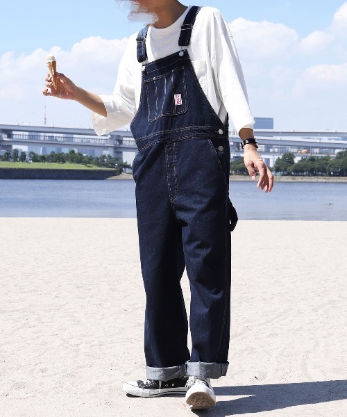 セール】ワッペン付きオーバーオール(ユニセックス)（サロペット
