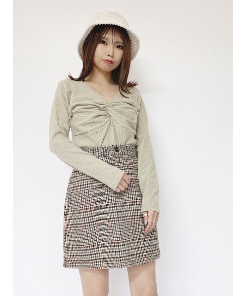 one way（ワンウェイ）の「チェック台形スカート（スカート・レディース・ホワイト/オレンジ/ライトブラウン・FREE）」の13枚目の写真