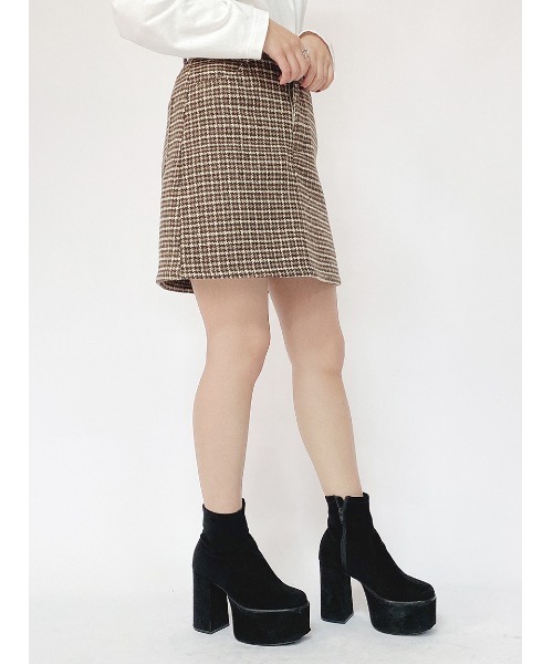 one way（ワンウェイ）の「チェック台形スカート（スカート・レディース・ホワイト/オレンジ/ライトブラウン・FREE）」の9枚目の写真