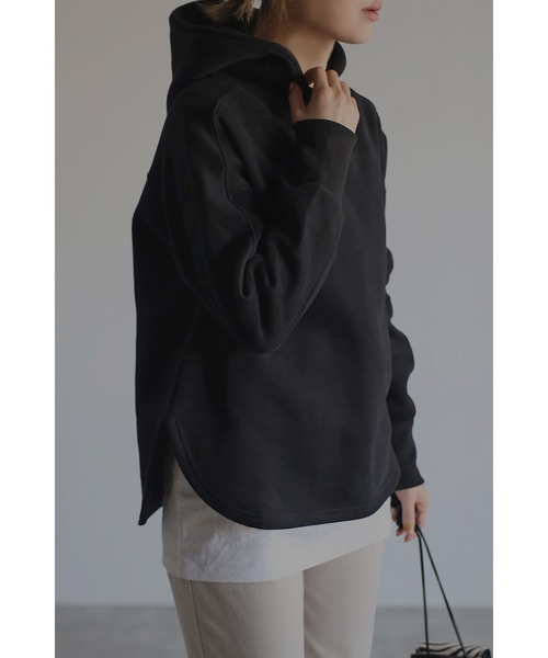 Bonjour Sagan(ボンジュールサガン)の「裏起毛ラウンドカットパーカー(パーカー・レディース・ブラック/ベージュ/ホワイト・FREE)」の1枚目の写真