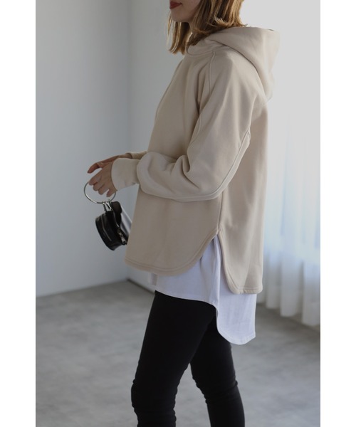 Bonjour Sagan(ボンジュールサガン)の「裏起毛ラウンドカットパーカー(パーカー・レディース・ブラック/ベージュ/ホワイト・FREE)」の19枚目の写真