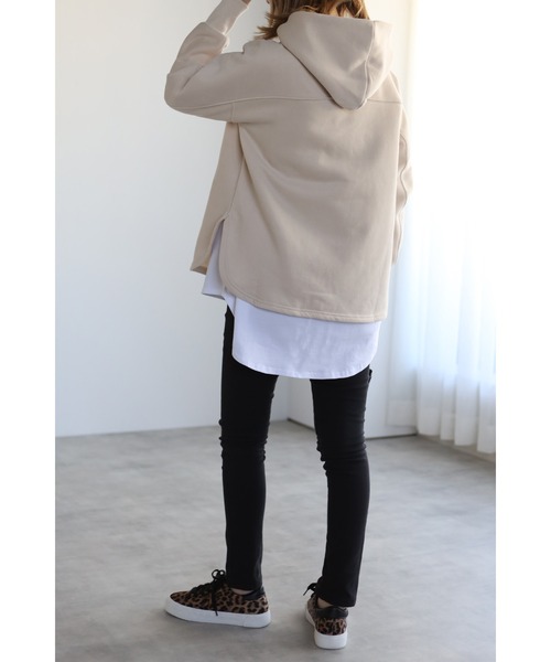 Bonjour Sagan(ボンジュールサガン)の「裏起毛ラウンドカットパーカー(パーカー・レディース・ブラック/ベージュ/ホワイト・FREE)」の22枚目の写真