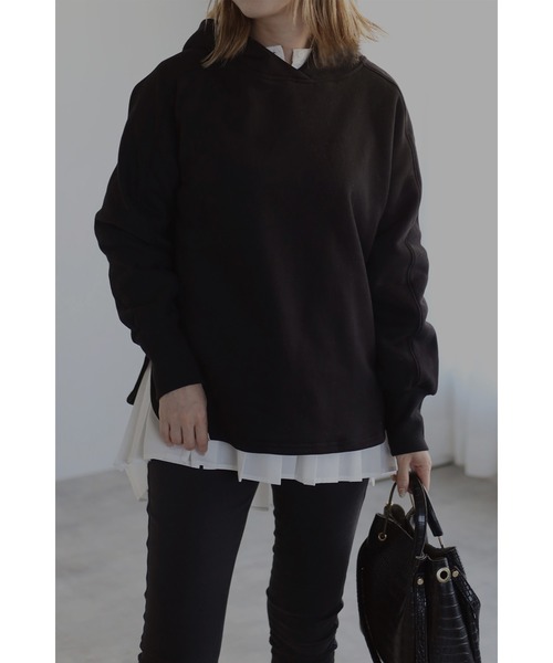 Bonjour Sagan(ボンジュールサガン)の「裏起毛ラウンドカットパーカー(パーカー・レディース・ブラック/ベージュ/ホワイト・FREE)」の14枚目の写真