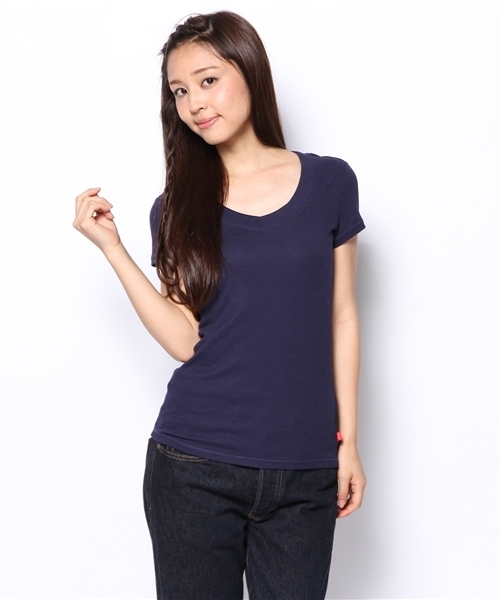 Josie（ジョジー）の「Josie loungewear リブTシャツ（Tシャツ/カットソー・レディース・ピンク/ブルー系その他/ブラック・X-SMALL）」の3枚目の写真