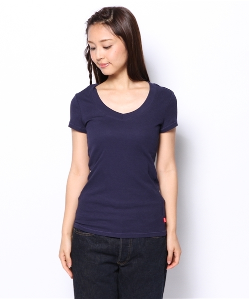 Josie（ジョジー）の「Josie loungewear リブTシャツ（Tシャツ/カットソー・レディース・ピンク/ブルー系その他/ブラック・X-SMALL）」の4枚目の写真