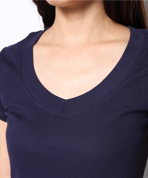 Josie（ジョジー）の「Josie loungewear リブTシャツ（Tシャツ/カットソー・レディース・ピンク/ブルー系その他/ブラック・X-SMALL）」の7枚目の写真