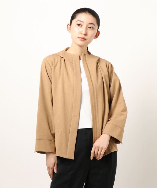 【セール】【大きいサイズ】麻調オックスフード付きジャケット（マウンテンパーカー）｜fleur by mint breeze（フルールバイミントブリーズ） 6,006円