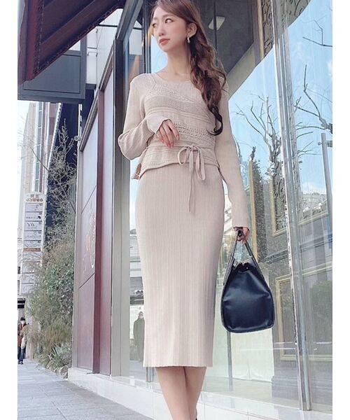 RESEXXY（リゼクシー）の「レイヤードリブニットワンピース（ワンピース・レディース・オフホワイト/ブラック/オレンジ/ベージュ・FREE）」の3枚目の写真