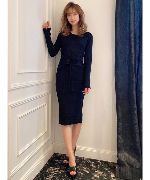 RESEXXY（リゼクシー）の「レイヤードリブニットワンピース（ワンピース・レディース・オフホワイト/ブラック/オレンジ/ベージュ・FREE）」の10枚目の写真