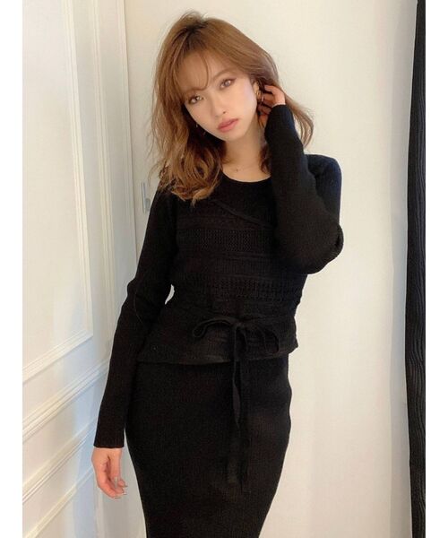 RESEXXY（リゼクシー）の「レイヤードリブニットワンピース（ワンピース・レディース・オフホワイト/ブラック/オレンジ/ベージュ・FREE）」の11枚目の写真