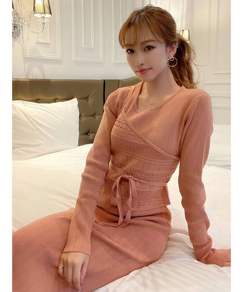 RESEXXY（リゼクシー）の「レイヤードリブニットワンピース（ワンピース・レディース・オフホワイト/ブラック/オレンジ/ベージュ・FREE）」の12枚目の写真