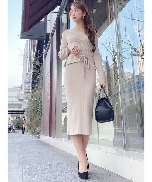 RESEXXY（リゼクシー）の「レイヤードリブニットワンピース（ワンピース・レディース・オフホワイト/ブラック/オレンジ/ベージュ・FREE）」の15枚目の写真