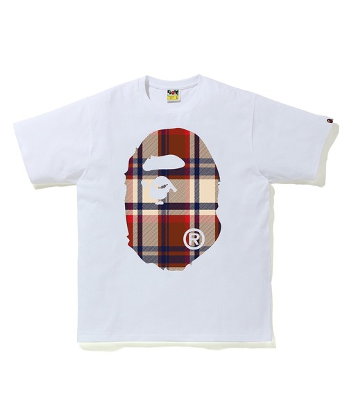 A BATHING APE（アベイシングエイプ）の「BAPE CHECK BIG APE HEAD TEE M（Tシャツ/カットソー・メンズ・ホワイト×レッド/ホワイト×パープル/ブラック×パープル/ブラック×レッド・SMALL/MEDIUM/LARGE/X-LARGE/XX-LARGE/XXX-LARGE）」の2枚目の写真