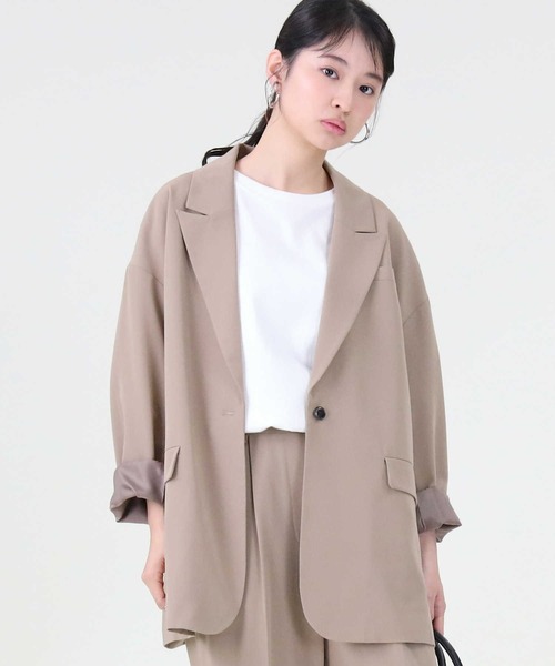 RAG MACHINE（ラグマシーン）の「【RAG MACHINE】セットアップジャケット（テーラードジャケット・レディース・ベージュ/ブラウン・L）」の2枚目の写真