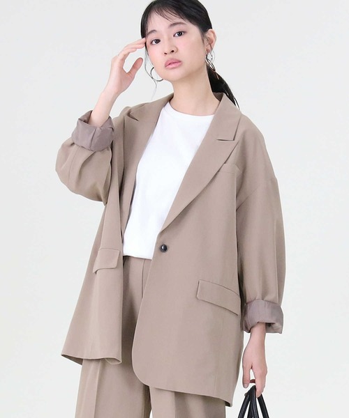 RAG MACHINE（ラグマシーン）の「【RAG MACHINE】セットアップジャケット（テーラードジャケット・レディース・ベージュ/ブラウン・L）」の6枚目の写真