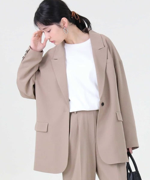 RAG MACHINE（ラグマシーン）の「【RAG MACHINE】セットアップジャケット（テーラードジャケット・レディース・ベージュ/ブラウン・L）」の9枚目の写真