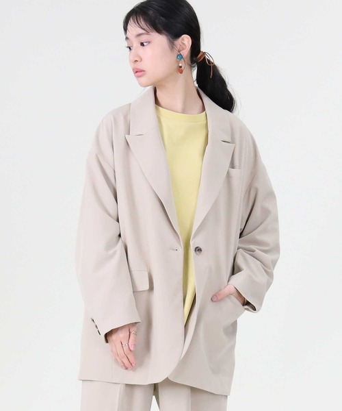 RAG MACHINE（ラグマシーン）の「【RAG MACHINE】セットアップジャケット（テーラードジャケット・レディース・ベージュ/ブラウン・L）」の12枚目の写真