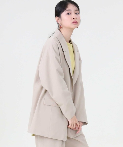 RAG MACHINE（ラグマシーン）の「【RAG MACHINE】セットアップジャケット（テーラードジャケット・レディース・ベージュ/ブラウン・L）」の14枚目の写真