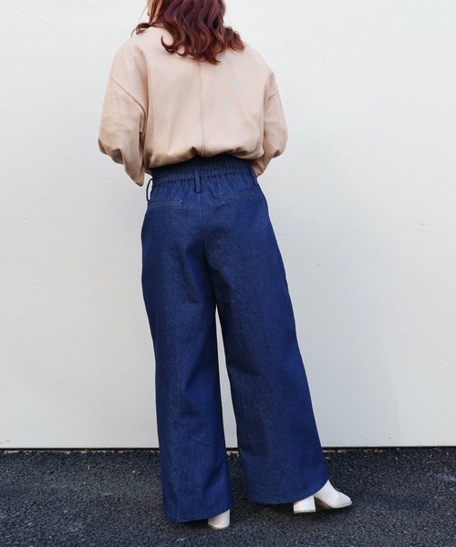 Riberry(リベリー)の「デニムワイドパンツ(デニムパンツ・レディース・ネイビー/ブルー・MEDIUM)」の6枚目の写真