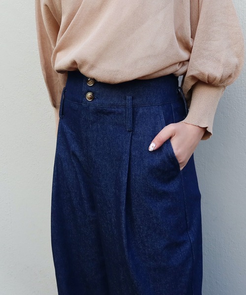 Riberry(リベリー)の「デニムワイドパンツ(デニムパンツ・レディース・ネイビー/ブルー・MEDIUM)」の16枚目の写真