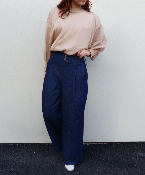 Riberry(リベリー)の「デニムワイドパンツ(デニムパンツ・レディース・ネイビー/ブルー・MEDIUM)」の5枚目の写真