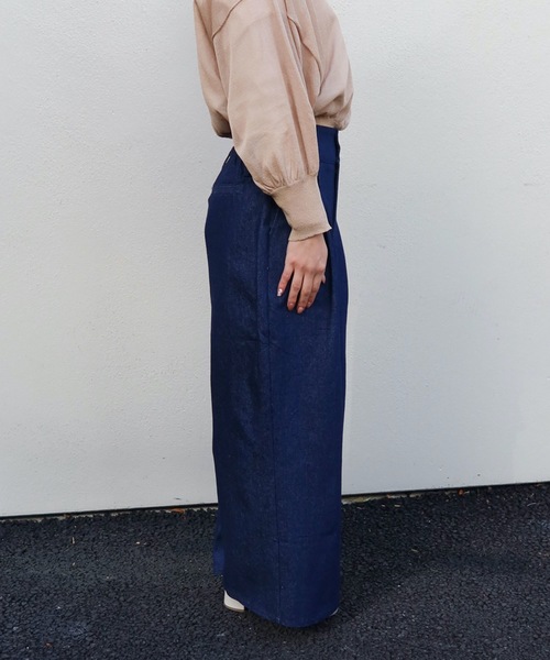 Riberry(リベリー)の「デニムワイドパンツ(デニムパンツ・レディース・ネイビー/ブルー・MEDIUM)」の12枚目の写真