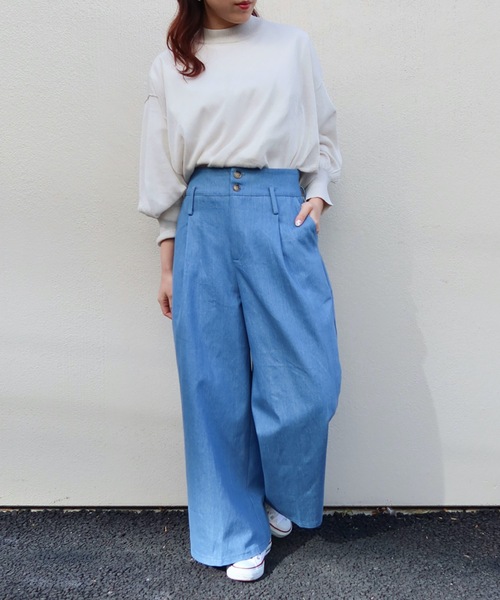 Riberry(リベリー)の「デニムワイドパンツ(デニムパンツ・レディース・ネイビー/ブルー・MEDIUM)」の7枚目の写真