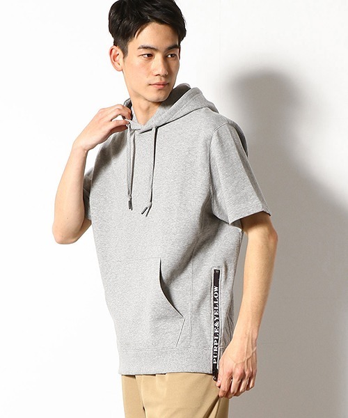 セール ｔｖドラマ着用商品 ロゴファスナー 半袖プルオーバーパーカ パーカー Purple Yellow パープルアンドイエロー のファッション通販 Zozotown