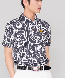 LOUDMOUTH/ラウドマウス ゴルフウェア 総柄 吸汗速乾 UVカット ボタンダウン 半袖 ポロシャツ