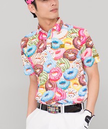 LOUDMOUTH/ラウドマウス ゴルフウェア 総柄 吸汗速乾 UVカット ボタンダウン 半袖 ポロシャツ
