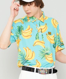 LOUDMOUTH/ラウドマウス ゴルフウェア 総柄 吸汗速乾 UVカット ボタンダウン 半袖 ポロシャツ