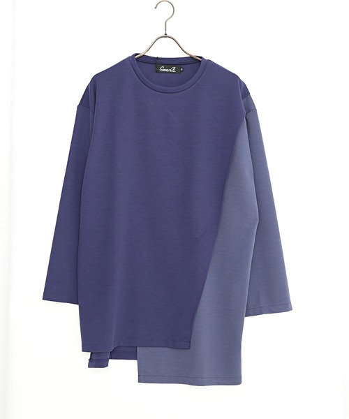 SILVER BULLET(シルバーバレット)の「『CavariA/キャバリア』フェイクレイヤード切替クルーネック長袖ビッグTシャツ(Tシャツ/カットソー・メンズ・ブラック/ブラウン/ブルー・L/M)」の3枚目の写真