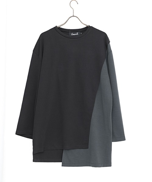 SILVER BULLET(シルバーバレット)の「『CavariA/キャバリア』フェイクレイヤード切替クルーネック長袖ビッグTシャツ(Tシャツ/カットソー・メンズ・ブラック/ブラウン/ブルー・L/M)」の4枚目の写真