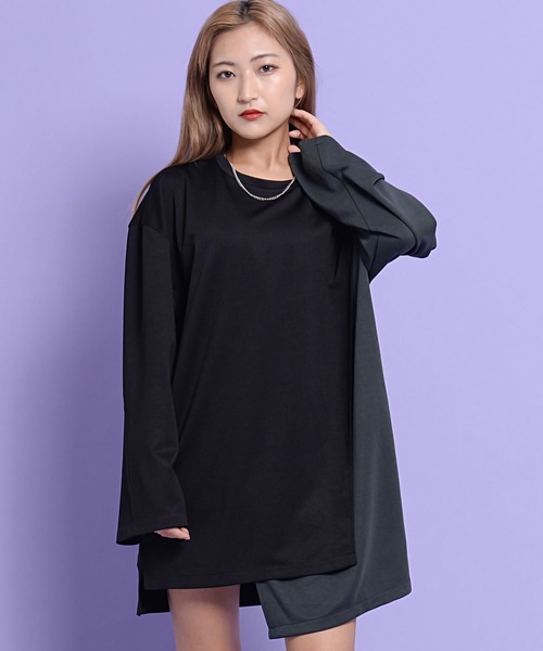 SILVER BULLET(シルバーバレット)の「『CavariA/キャバリア』フェイクレイヤード切替クルーネック長袖ビッグTシャツ(Tシャツ/カットソー・メンズ・ブラック/ブラウン/ブルー・L/M)」の15枚目の写真
