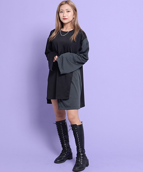 SILVER BULLET(シルバーバレット)の「『CavariA/キャバリア』フェイクレイヤード切替クルーネック長袖ビッグTシャツ(Tシャツ/カットソー・メンズ・ブラック/ブラウン/ブルー・L/M)」の16枚目の写真