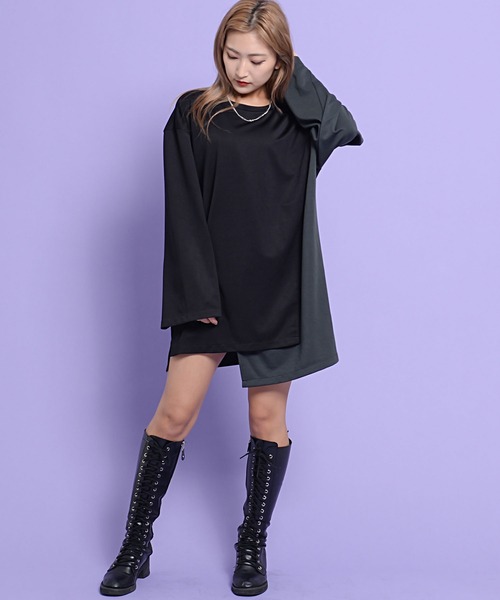 SILVER BULLET(シルバーバレット)の「『CavariA/キャバリア』フェイクレイヤード切替クルーネック長袖ビッグTシャツ(Tシャツ/カットソー・メンズ・ブラック/ブラウン/ブルー・L/M)」の17枚目の写真