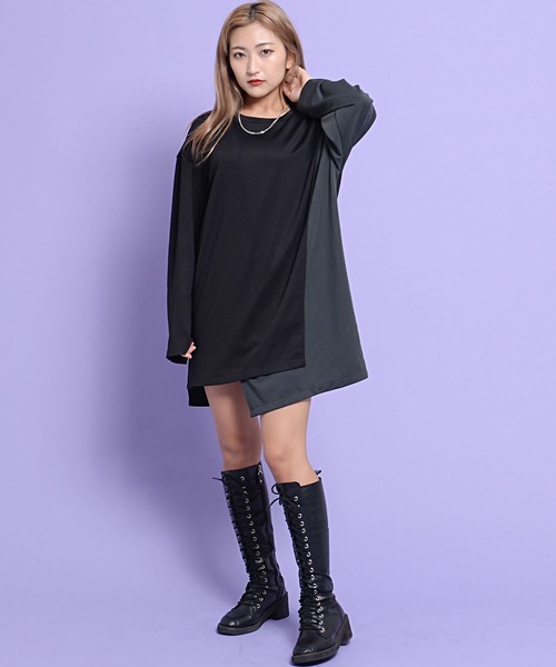 SILVER BULLET(シルバーバレット)の「『CavariA/キャバリア』フェイクレイヤード切替クルーネック長袖ビッグTシャツ(Tシャツ/カットソー・メンズ・ブラック/ブラウン/ブルー・L/M)」の18枚目の写真