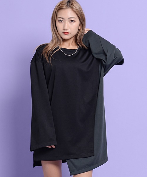 SILVER BULLET(シルバーバレット)の「『CavariA/キャバリア』フェイクレイヤード切替クルーネック長袖ビッグTシャツ(Tシャツ/カットソー・メンズ・ブラック/ブラウン/ブルー・L/M)」の12枚目の写真