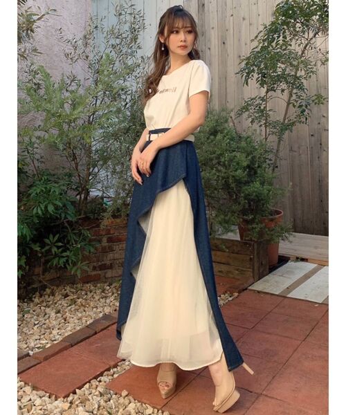 RESEXXY（リゼクシー）の「シアードッキングボリュームスカート（デニムスカート・レディース・アイボリー/インディゴブルー/ベージュ・FREE）」の14枚目の写真