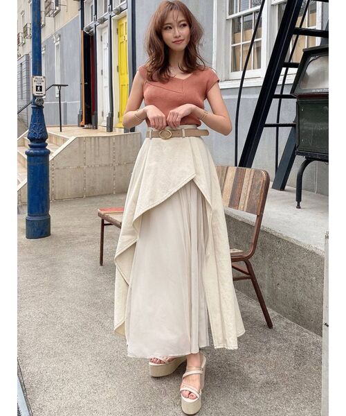 RESEXXY（リゼクシー）の「シアードッキングボリュームスカート（デニムスカート・レディース・アイボリー/インディゴブルー/ベージュ・FREE）」の18枚目の写真